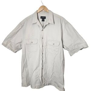Eddie Bauer taupe button front shirt sleeve cotton shirt size XL Tall
